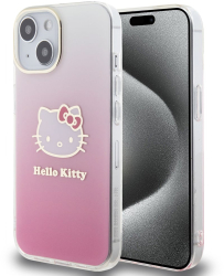 Husa pentru iPhone 15 - Hello Kitty Hardcase IML Gradient Electrop Kitty Head HKHCP15SHDGKEP - Pink 