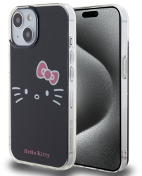 Husa pentru iPhone 15 - Hello Kitty Hardcase IML Kitty Face HKHCP15SHKHLK - Black 