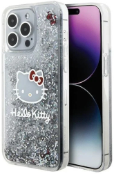 Husa pentru iPhone 15 Pro Max - Hello Kitty Hardcase Liquid Glitter Charms Kitty Head HKHCP15XLIKHET - Silver 