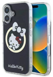 Husa pentru iPhone 16 - Hello Kitty Hardcase IML Fun Bow MagSafe HKHMP16SHFLBK - Black 