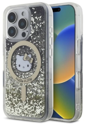 Husa pentru iPhone 16 Pro - Hello Kitty Hardcase Liquid Glitter Fever MagSafe HKHMP16LLGDIK - Black/Gold