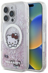 Husa pentru iPhone 16 Pro - Hello Kitty Hardcase Liquid Glitter Sweet Kitty Bows MagSafe HKHMP16LLSWKH - White 