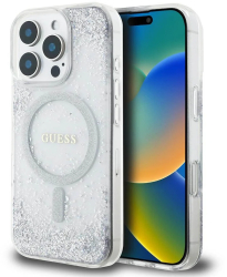 Husa pentru iPhone 16 Pro Max - Guess Hardcase Resin Gradient Glitter MagSafe GUHMP16XRGRGES - Silver 