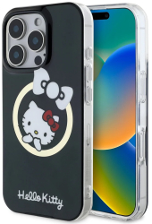 Husa pentru iPhone 16 Pro Max - Hello Kitty Hardcase IML Fun Bow MagSafe HKHMP16XHFLBK - Black 