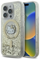 Husa pentru iPhone 16 Pro Max - Hello Kitty Hardcase Liquid Glitter Fever MagSafe HKHMP16XLGDIH - White/Gold 
