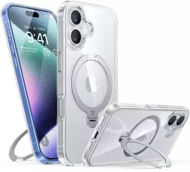 Husa pentru iPhone 16 - Torras Ostand Spin Series - Clear 