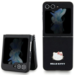 Husa pentru Samsung Galaxy Z Flip5 - Hello Kitty Hardcase IML Metal Logo Kitty Head HKHCZF5PGHDLMK - Black