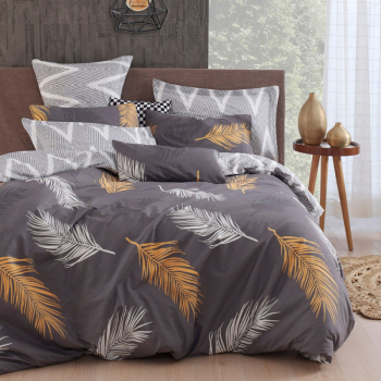 Set dormitor EnLora Home 162ELR1664 65 bumbac 35 poliester 4 bucati Plic 200x220cm Cearceaf 220x240cm 2 fete de perna 50x70cm Gri 