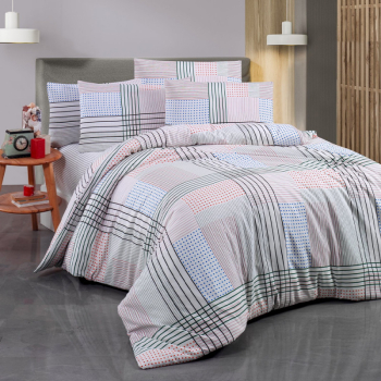 Set dormitor Victoria 121VCT2685 65 bumbac 35 poliester 4 bucati Plic 200x220cm Foaie 220x240 cm 2 fete de perna 50x70cm Multicolor 