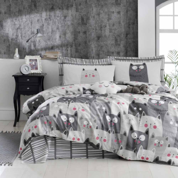 Set lenjerie de pat Eponj Home 143EPJ1905 65 bumbac - 35 poliester 4 bucati Plic 200x220 cm Cearceaf 220x240 cm 2 Perne 50x70 cm Alb 