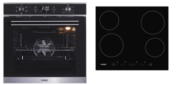 Pachet incorporabil Samus Cuptor SC625GDX5 Clasa A 2000W 75L Semi grill + Plita vitroceramica Samus PSVE-64BG3 4 arzatoare 60 cm Negru 