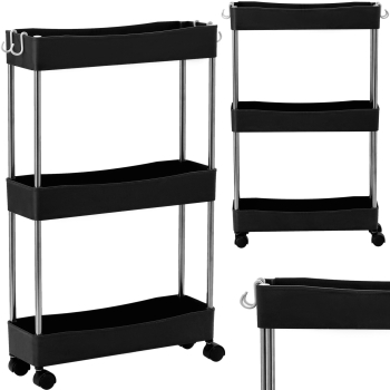 Salon de coafura salon de cosmetica asistent universal dulap carucior pe roti masa cu roti negru HL-6413-BLACK 