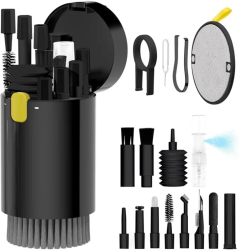Kit perii si instrumente multifunctionale de curatare tastaturi telefoane aparatura electronica 20 in 1 Gonga® Negru 