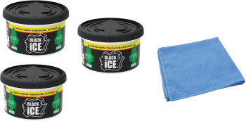 Odorizant auto Wunder baum Fiber Can 3 Pack Black Ice si Laveta Microfibra 
