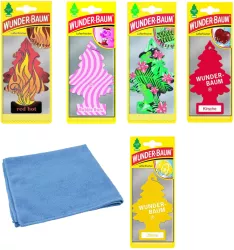 Set 5 braduti odorizant Wunder-Baum Mix Arome si Laveta Microfibra 30x40cm