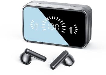 Casti wireless Adsinio bluetooth afisaj LED Negru Cutie oglinda 