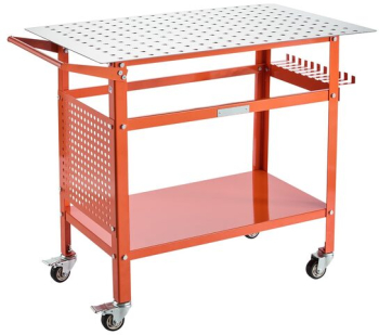 Masa de sudura mobila 1016 x 609.6 x 914.4 mm Capacitate 400 kg 216 gauri 11 carlige spatiu depozitare 4 x roti 
