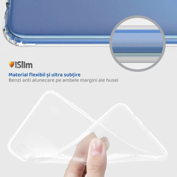 Husa antisoc Huawei P40 Lite - transparenta Airbags Tech silicon ultraslim colturi protectie banda grip si protectie camere - iShield 