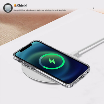 Husa antisoc pentru iPhone 12 Mini - silicon transparent compatibila MagSafe - iShield Crystal 