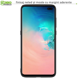 Husa Carbon Skin pentru Samsung S10 Plus - Silicon ultaslim fibra sintetica suprafata mata - Gekko Mobile 