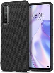 Husa compatibila Huawei P Smart 2021 - silicon TPU Carbon Skin Neagra - iShield 
