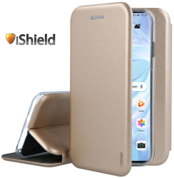 Husa flip Huawei Nova 5T - carte cu magnet integrat buzunar interior piele eco iShiled - Aurie 