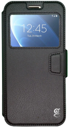 Husa Samsung J7 2017 J730 - tip carte inchidere magnetica si fereastra Gekko S-View - NEAGRA 