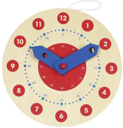Ceas copii pentru invararea orelor si minutelor de lemn 5 ani+ Goki 