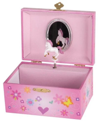 Cutie muzicala cu unicorn 15 x 10.8 x 8 cm de lemn Goki 