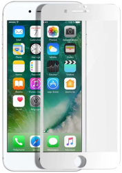Folie ecran pentru iPhone 8 protectie Tempered Glass 9H Full Cover margini 6D Transparenta cu contur Alb 
