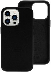 Husa de piele pentru iPhone 14 Pro Max cu MagSafe Compatible protectie ferma interior microfibra Gekko Midnight Neagra 