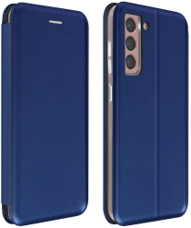 Husa pentru Samsung S21 FE - Flip carte inchidere magnetica buzunar card si video stand Gekko Elegance - Blue 