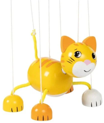 Marioneta pisica de lemn 11.5 cm 3 ani+ Goki - Joc de rol 
