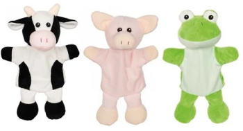 Papusi de teatru pentru copii vacuta-porcusor-broscuta 1 an+ set 3 buc Goki 