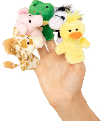 Papusi pentru degete cu animalute pentru copii 1 an+ set 6 buc Goki 