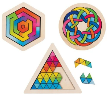 Puzzle Brain Teaser set 3 modele de lemn 6 ani + Goki 