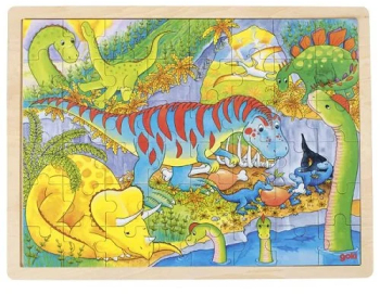 Puzzle de lemn copii 3 ani+ 48 piese model dinozauri Goki 