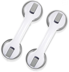 Set 2 bare de sprijin baie Instalare Usoara Ventuze Alb/Gri 