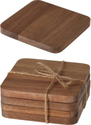Set 4 suporturi pahare Excellent Houseware bambus 10x10x0.4 cm maro 