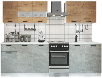 Set bucatarie Trend 200 cm Stejar craft si Gri 