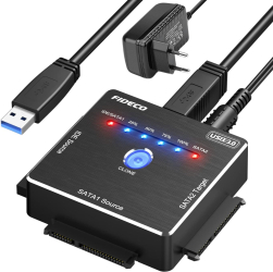 Adaptor FIDECO SATA/IDE la USB 3.0 pentru HDD/SSD Extern Universal pentru Hard Disk-uri de 2.5/3.5 inch si Unitate Optica 5.25 inch DVD/CD 