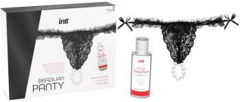 Brazilian Panty - Set bikini si lubrifiant negru 