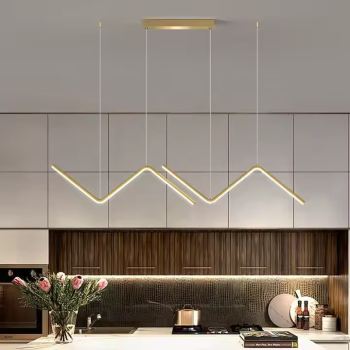 Greelustr Candelabru led HQ-W001-J-H Iluminat modern auriu lampa suspendata minimalista pentru bucatarie zigzag aliaj aluminiu 12090cm 