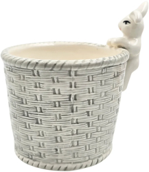 Cos decorativ pentru Paste din portelan culoarea gri 11x11x13 cm 