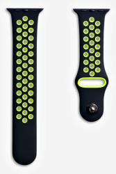 Curea sport THD orificii ventilatie compatibila Apple Watch 45 mm seria 10 negru si verde 