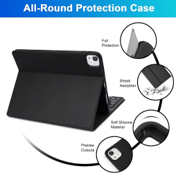 Husa cu tastatura si mouse Wireless Bluetooth Sigloo compatibila cu tableta Apple iPad 10 2022 10.9 inch Black 