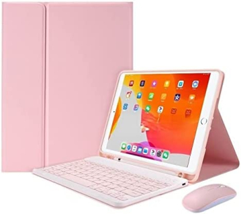 Husa cu tastatura si mouse Wireless Bluetooth Sigloo compatibila cu tableta Apple iPad Air 4 2020 Air 5 2022 10.9 Inch Pink 
