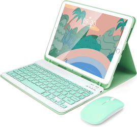 Husa cu tastatura si mouse Wireless Bluetooth Sigloo compatibila cu tableta iPad mini 6th Gen 8.3 2021 8.3 Inch Light Green 