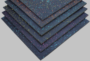 Pavele din cauciuc dale cauciuc 1m x 1m grosime 20 mm sala fitness patrate plane NEGRU cu granule colorate 