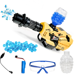 Pusca Automata Tip Manusa de Jucarie cu 1000 Bile de Gel de Apa cu Acumulator 3.7V Distanta de Tragere 20 Metri Skin Negru/Galben SprintMag 